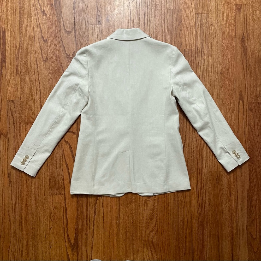 NWT LOFT neutral cotton linen blend single button blazer size 00 P petite - Picture 6 of 13
